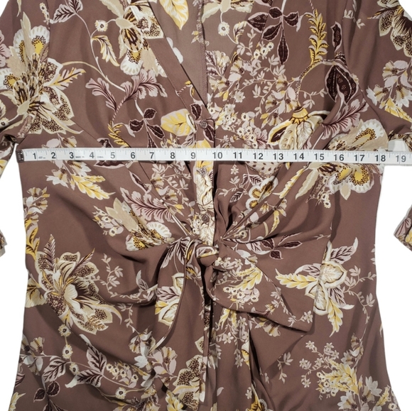 7th Avenue Design Studio NY & Co Floral 3/4 Sleeve Button Up Blouse Size Small - Picture 7 of 12